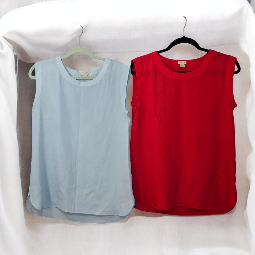 J.Crew Woman XS‎ Sleeveless Blouses Tank Tops Lot of 2 Casual Everyday  Red Blue